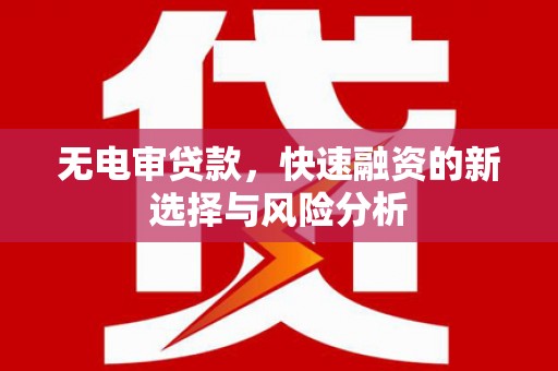 怀远无电审贷款，快速融资的新选择与风险分析